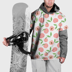 Накидка на куртку 3D с принтом Сочные персики с листьями , 100% полиэстер |  | 