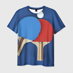 Мужская футболка 3D с принтом Теннисные ракетки в Кировске, 100% полиэфир | прямой крой, круглый вырез горловины, длина до линии бедер | 