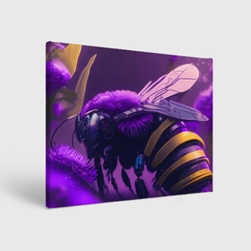 Холст прямоугольный с принтом Пчела и фиолетовые цветы в Курске, 100% ПВХ |  | 