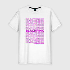 Мужская футболка хлопок Slim с принтом Blackpink kpop   музыкальная группа из Кореи в Белгороде, 92% хлопок, 8% лайкра | приталенный силуэт, круглый вырез ворота, длина до линии бедра, короткий рукав | 