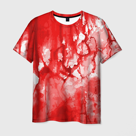 Мужская футболка 3D с принтом Кровь на белом в Санкт-Петербурге, 100% полиэфир | прямой крой, круглый вырез горловины, длина до линии бедер | 