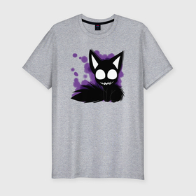 Мужская футболка хлопок Slim с принтом Тёмный мрачный кот в Тюмени, 92% хлопок, 8% лайкра | приталенный силуэт, круглый вырез ворота, длина до линии бедра, короткий рукав | 