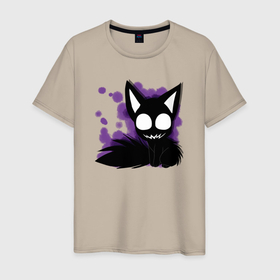Мужская футболка хлопок с принтом Тёмный мрачный кот в Санкт-Петербурге, 100% хлопок | прямой крой, круглый вырез горловины, длина до линии бедер, слегка спущенное плечо. | Тематика изображения на принте: 