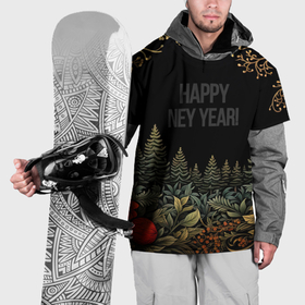 Накидка на куртку 3D с принтом Happy new year black style в Санкт-Петербурге, 100% полиэстер |  | 