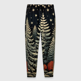 Мужские брюки 3D с принтом Новогоднее настроение лес в Петрозаводске, 100% полиэстер | манжеты по низу, эластичный пояс регулируется шнурком, по бокам два кармана без застежек, внутренняя часть кармана из мелкой сетки | 