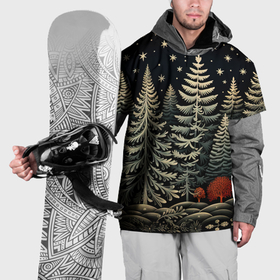 Накидка на куртку 3D с принтом Новогоднее настроение лес в Белгороде, 100% полиэстер |  | Тематика изображения на принте: 