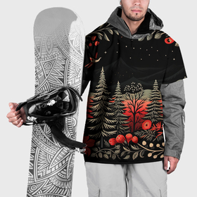 Накидка на куртку 3D с принтом Новогодняя темная ночь в Новосибирске, 100% полиэстер |  | Тематика изображения на принте: 