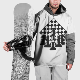 Накидка на куртку 3D с принтом Шахматная доска и фигуры в Кировске, 100% полиэстер |  | 