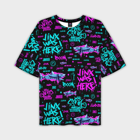 Мужская футболка oversize 3D с принтом Jinx Arcane pattern neon ,  |  | 
