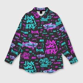 Мужская рубашка oversize 3D с принтом Jinx Arcane pattern neon в Курске,  |  | Тематика изображения на принте: 