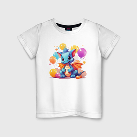 Детская футболка хлопок с принтом Малыш дракоша в Курске, 100% хлопок | круглый вырез горловины, полуприлегающий силуэт, длина до линии бедер | 