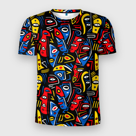 Мужская футболка 3D Slim с принтом Африканский мотив в Белгороде, 100% полиэстер с улучшенными характеристиками | приталенный силуэт, круглая горловина, широкие плечи, сужается к линии бедра | 