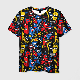 Мужская футболка 3D с принтом Африканский мотив в Екатеринбурге, 100% полиэфир | прямой крой, круглый вырез горловины, длина до линии бедер | 