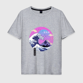 Мужская футболка хлопок Oversize с принтом Японские мотивы в Белгороде, 100% хлопок | свободный крой, круглый ворот, “спинка” длиннее передней части | Тематика изображения на принте: 