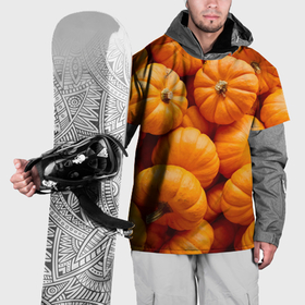 Накидка на куртку 3D с принтом Оранжевые тыквы в Тюмени, 100% полиэстер |  | 