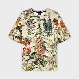 Мужская футболка oversize 3D с принтом Цветочный гербарий из полевых цветов в Кировске,  |  | 