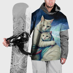 Накидка на куртку 3D с принтом Айвозовский Среди волн   влюбленные котики в Тюмени, 100% полиэстер |  | Тематика изображения на принте: 