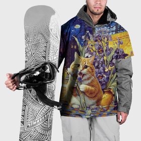 Накидка на куртку 3D с принтом Толстый рыжий кот Ван Гога в Курске, 100% полиэстер |  | 
