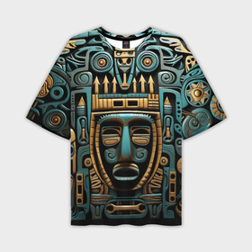 Мужская футболка oversize 3D с принтом Орнамент с маской в египетском стиле в Петрозаводске,  |  | 