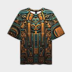 Мужская футболка oversize 3D с принтом Орнамент в египетском стиле, бюст Нефертити в Екатеринбурге,  |  | 