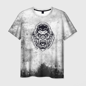 Мужская футболка 3D с принтом Texture   разозленная горилла в Екатеринбурге, 100% полиэфир | прямой крой, круглый вырез горловины, длина до линии бедер | 