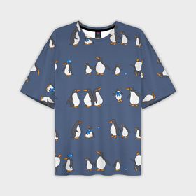 Мужская футболка oversize 3D с принтом Забавное семейство пингвинов в Санкт-Петербурге,  |  | 