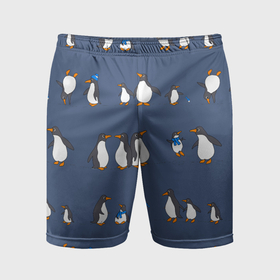 Мужские шорты спортивные с принтом Забавное семейство пингвинов ,  |  | 