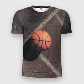 Мужская футболка 3D Slim с принтом Мяч баскетбольный , 100% полиэстер с улучшенными характеристиками | приталенный силуэт, круглая горловина, широкие плечи, сужается к линии бедра | Тематика изображения на принте: 