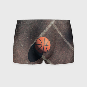 Мужские трусы 3D с принтом Мяч баскетбольный в Кировске, 50% хлопок, 50% полиэстер | классическая посадка, на поясе мягкая тканевая резинка | 