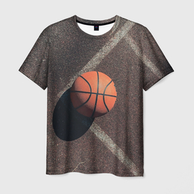 Мужская футболка 3D с принтом Мяч баскетбольный в Кировске, 100% полиэфир | прямой крой, круглый вырез горловины, длина до линии бедер | 