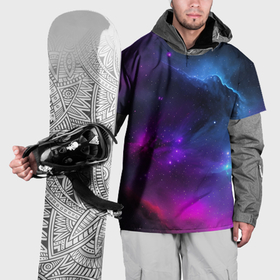 Накидка на куртку 3D с принтом Бескрайний космос фиолетовый , 100% полиэстер |  | 