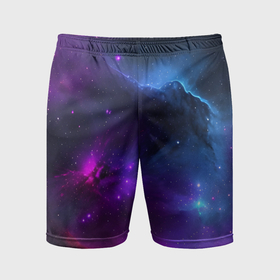 Мужские шорты спортивные с принтом Бескрайний космос фиолетовый в Курске,  |  | 