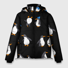 Мужская зимняя куртка 3D с принтом Веселая семья пингвинов в Новосибирске, верх — 100% полиэстер; подкладка — 100% полиэстер; утеплитель — 100% полиэстер | длина ниже бедра, свободный силуэт Оверсайз. Есть воротник-стойка, отстегивающийся капюшон и ветрозащитная планка. 

Боковые карманы с листочкой на кнопках и внутренний карман на молнии. | 