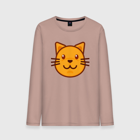 Мужской лонгслив хлопок с принтом Оранжевый котик счастлив в Тюмени, 100% хлопок |  | Тематика изображения на принте: 