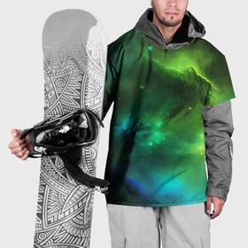 Накидка на куртку 3D с принтом Бескрайний космос зелёный в Санкт-Петербурге, 100% полиэстер |  | Тематика изображения на принте: 