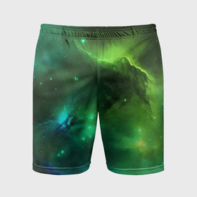 Мужские шорты спортивные с принтом Бескрайний космос зелёный в Курске,  |  | 