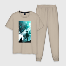 Мужская пижама хлопок с принтом Атака титанов   атакующий титан в Тюмени, 100% хлопок | брюки и футболка прямого кроя, без карманов, на брюках мягкая резинка на поясе и по низу штанин
 | 