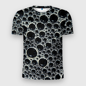 Мужская футболка 3D Slim с принтом Пузыри  и отражение в Курске, 100% полиэстер с улучшенными характеристиками | приталенный силуэт, круглая горловина, широкие плечи, сужается к линии бедра | Тематика изображения на принте: 