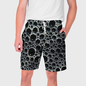 Мужские шорты 3D с принтом Пузыри  и отражение ,  полиэстер 100% | прямой крой, два кармана без застежек по бокам. Мягкая трикотажная резинка на поясе, внутри которой широкие завязки. Длина чуть выше колен | 