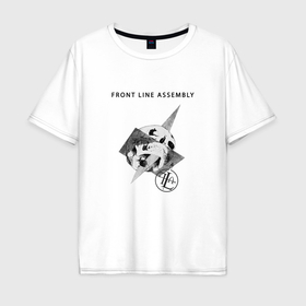 Мужская футболка хлопок Oversize с принтом Front Line Assembly   Skull в Санкт-Петербурге, 100% хлопок | свободный крой, круглый ворот, “спинка” длиннее передней части | Тематика изображения на принте: 