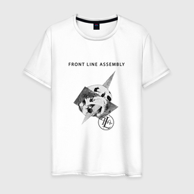 Мужская футболка хлопок с принтом Front Line Assembly   Skull в Санкт-Петербурге, 100% хлопок | прямой крой, круглый вырез горловины, длина до линии бедер, слегка спущенное плечо. | Тематика изображения на принте: 