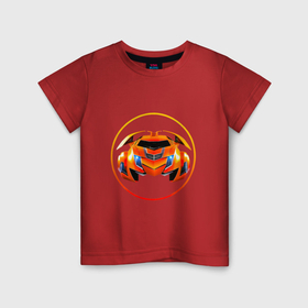 Детская футболка хлопок с принтом Orange transformer car в Петрозаводске, 100% хлопок | круглый вырез горловины, полуприлегающий силуэт, длина до линии бедер | 