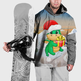 Накидка на куртку 3D с принтом Дракончик  с подарком у елки в Петрозаводске, 100% полиэстер |  | Тематика изображения на принте: 