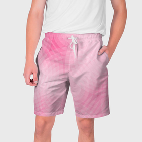 Мужские шорты 3D с принтом Абстракция с розовыми кругами в Курске,  полиэстер 100% | прямой крой, два кармана без застежек по бокам. Мягкая трикотажная резинка на поясе, внутри которой широкие завязки. Длина чуть выше колен | 