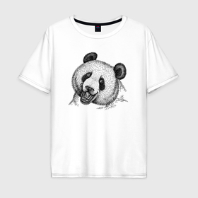Мужская футболка хлопок Oversize с принтом Голова гигантской панды в Белгороде, 100% хлопок | свободный крой, круглый ворот, “спинка” длиннее передней части | Тематика изображения на принте: 