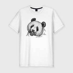 Мужская футболка хлопок Slim с принтом Голова гигантской панды в Кировске, 92% хлопок, 8% лайкра | приталенный силуэт, круглый вырез ворота, длина до линии бедра, короткий рукав | 