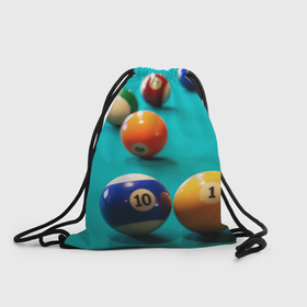 Рюкзак-мешок 3D с принтом Бильярдные шары , 100% полиэстер | плотность ткани — 200 г/м2, размер — 35 х 45 см; лямки — толстые шнурки, застежка на шнуровке, без карманов и подкладки | 