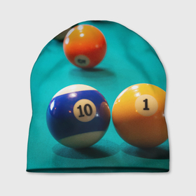 Шапка 3D с принтом Бильярдные шары в Санкт-Петербурге, 100% полиэстер | универсальный размер, печать по всей поверхности изделия | Тематика изображения на принте: 