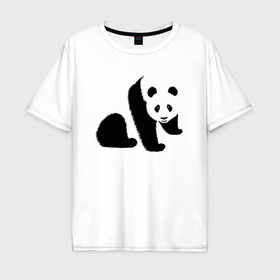 Мужская футболка хлопок Oversize с принтом Гигантская панда в Белгороде, 100% хлопок | свободный крой, круглый ворот, “спинка” длиннее передней части | 