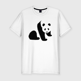 Мужская футболка хлопок Slim с принтом Гигантская панда в Белгороде, 92% хлопок, 8% лайкра | приталенный силуэт, круглый вырез ворота, длина до линии бедра, короткий рукав | 